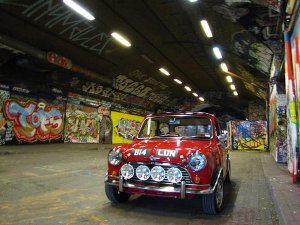 The urban crawler; only place in London where graffiti is legal (near London Bridge).